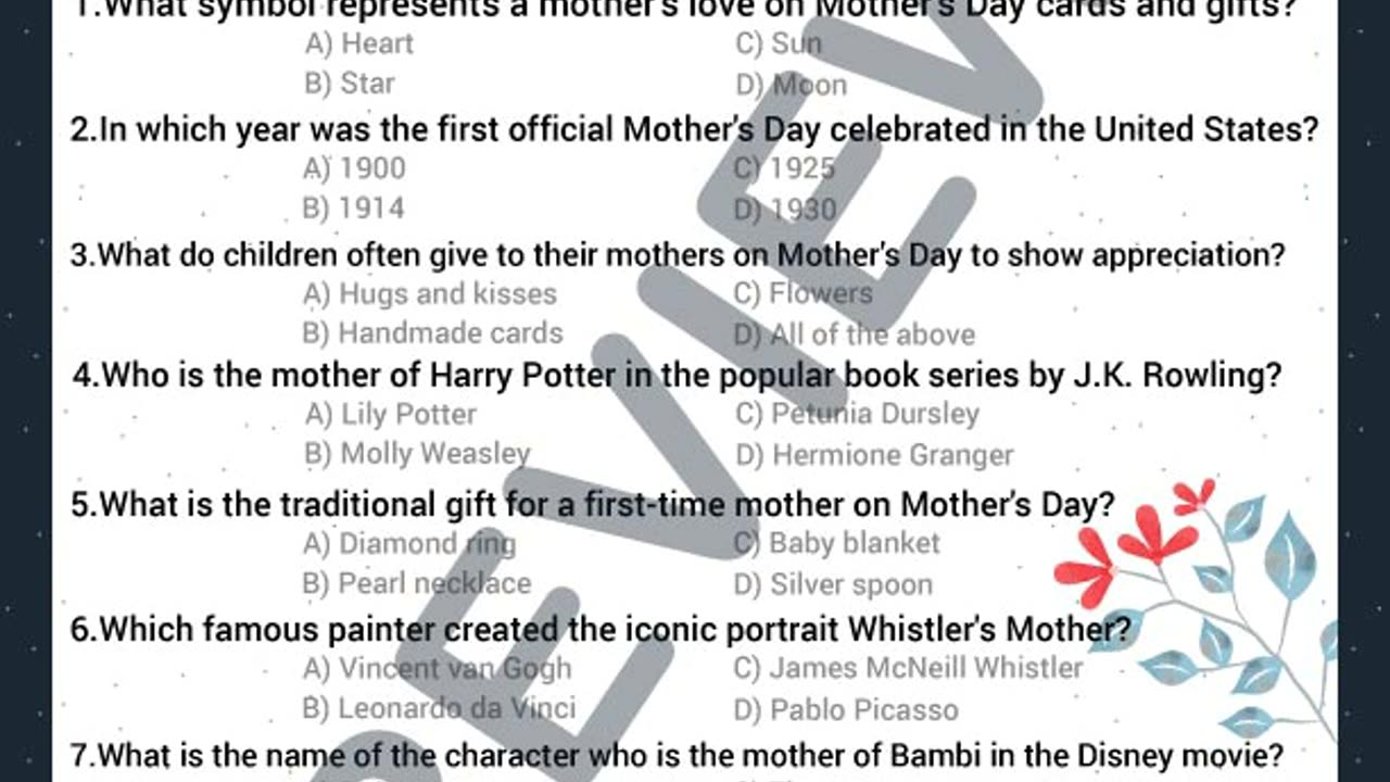 Mother's Day Printable Mother's Day Games For Kids and Adults