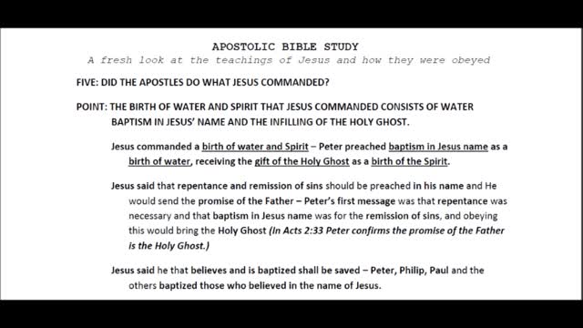 Apostolic Bible Study Video 5