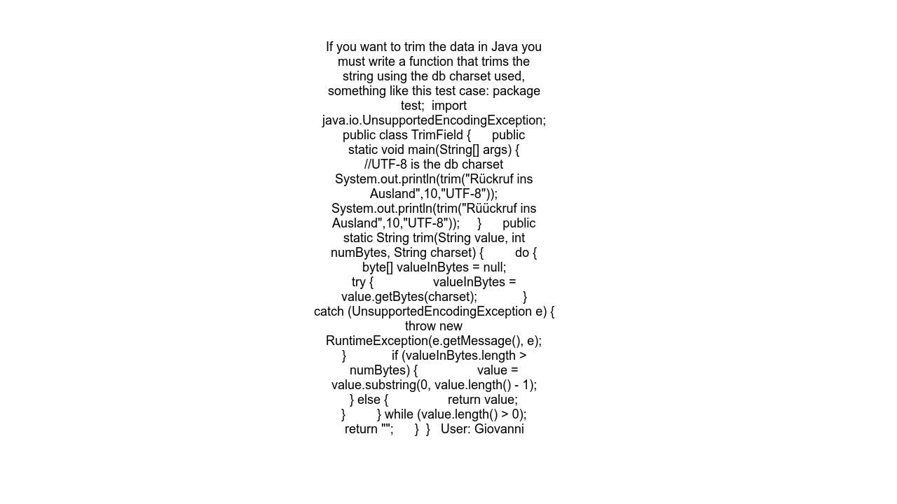 How to do substring for UTF8 string in java