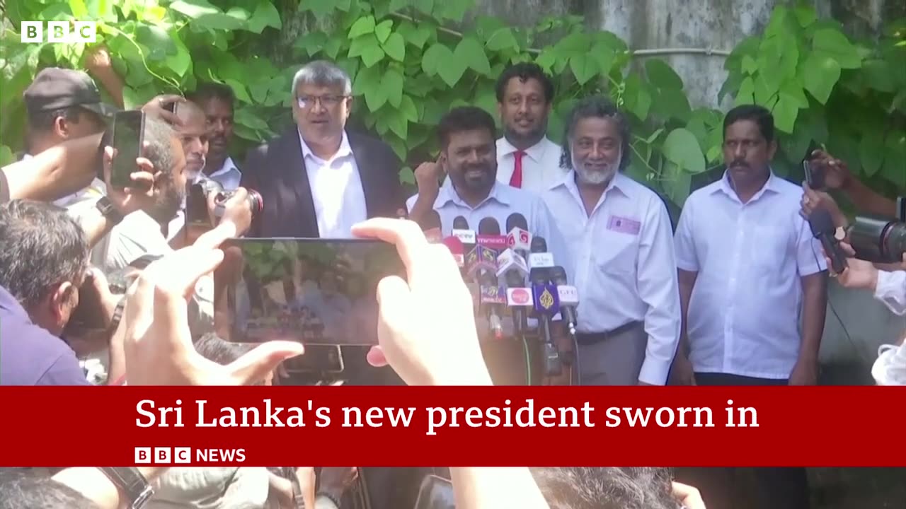 Sri Lanka swears in new left-leaning president Anura Kumara Dissanayake | BBC News