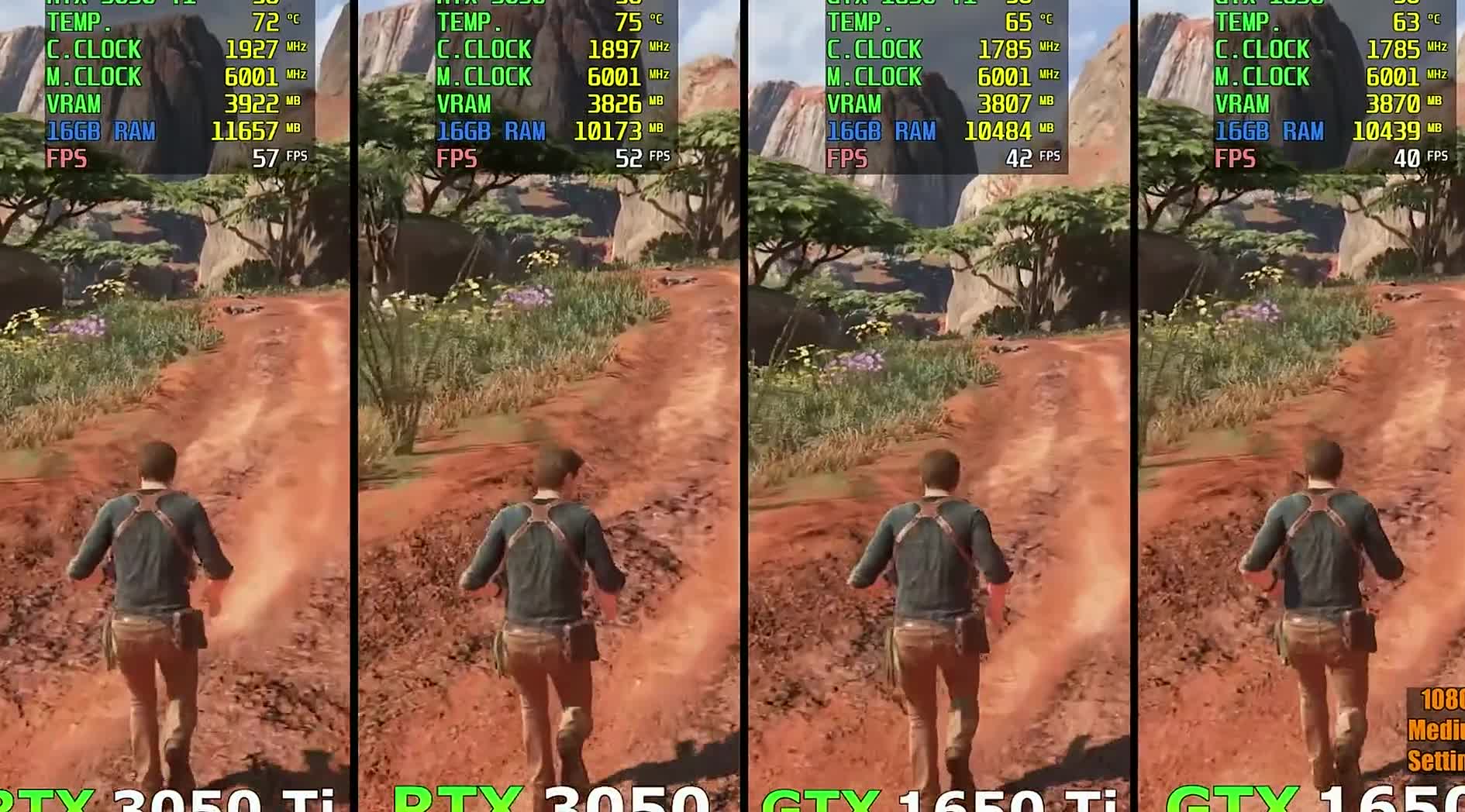 RTX 3050 vs RTX 3050 Ti vs GTX 1650 vs GTX 1650 Ti - Gaming Test - How Big is the Difference