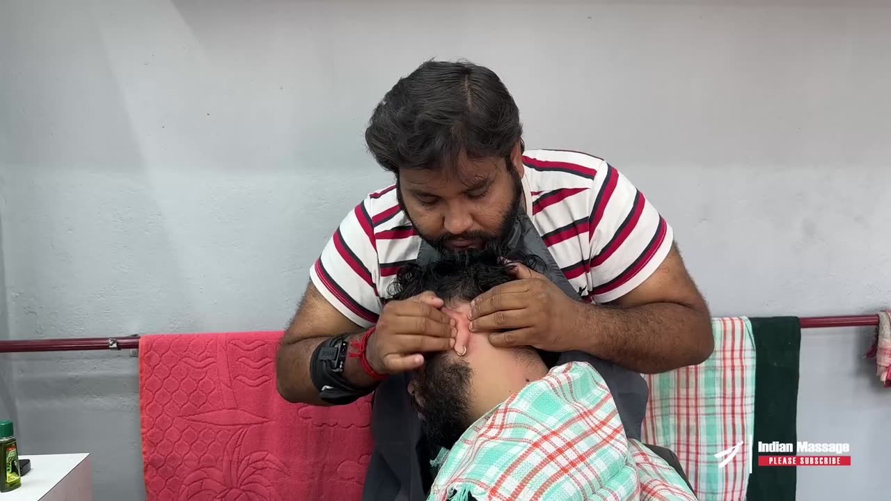 Loud Hair Cracking Head Massage in his New Salon _ Indian Massage