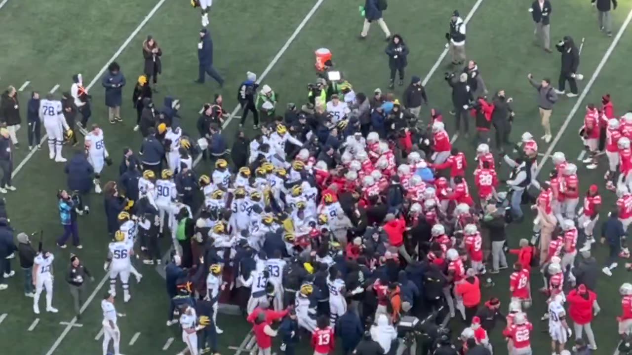 All hell breaks loose after Michigan tried to plant flag midfield at Ohio State