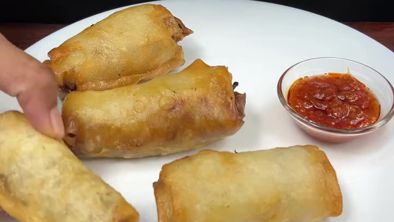 Veg Spring Roll with ASMR Cooking sound recipe 👍▶️😊