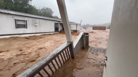 Deep Floodwater From Hurricane Helene Threatens Trailer Homes