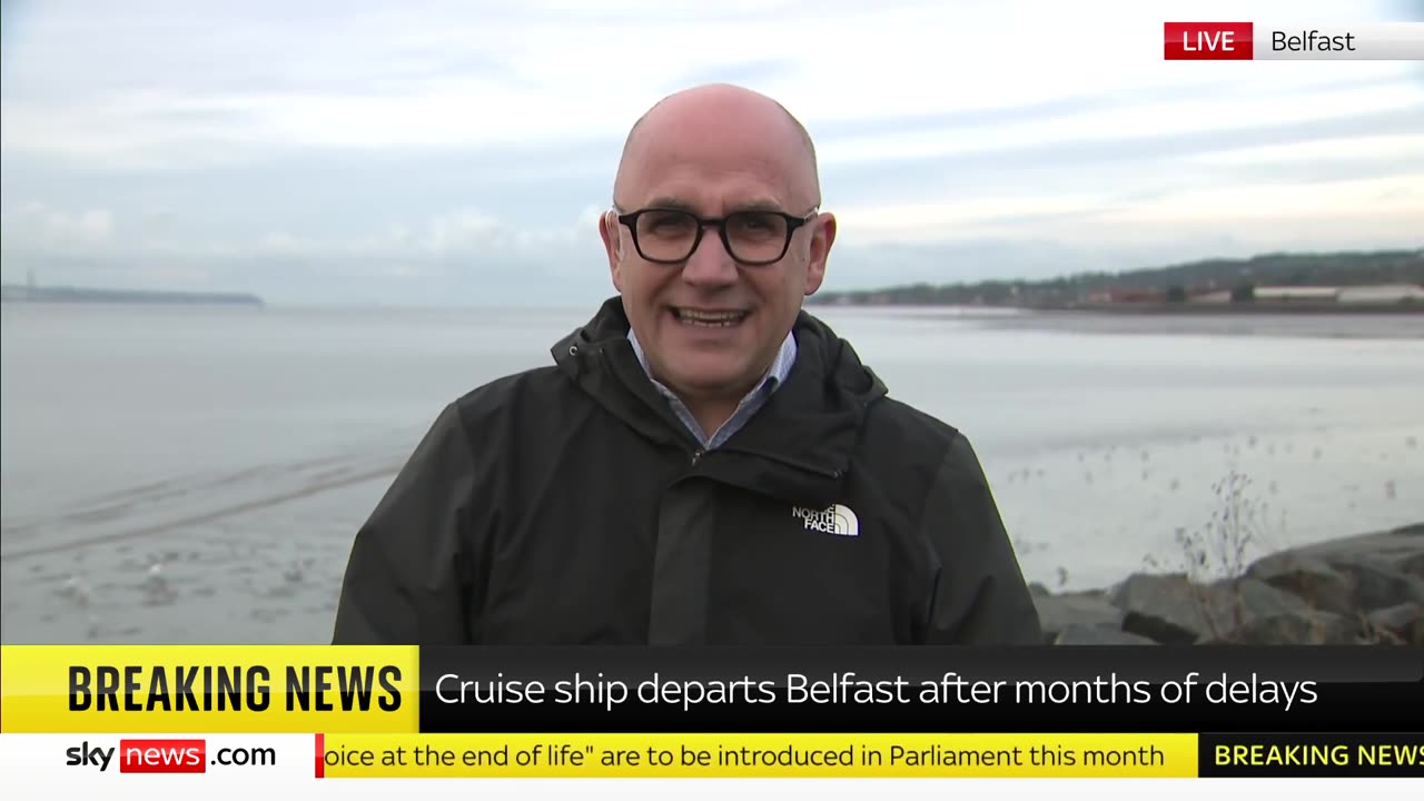 Luxury cruise ship stranded in Belfast for months finally sets sail again