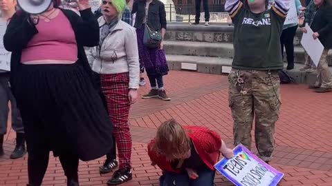 Child Genital Mutilation Enthusiast Falls To It's Knees & Screams It's Lungs Out Cuz Others Disagree