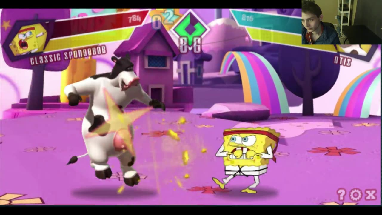 Otis The Cow VS SpongeBob SquarePants In A Nickelodeon Super Brawl Showdown! Battle