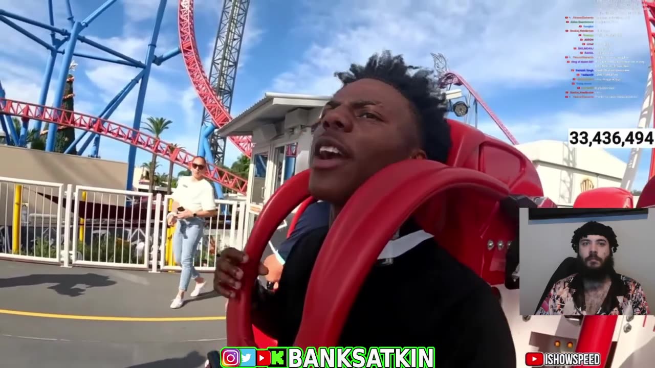 Banks Reacts To IShowSpeed Visiting Movie World Amusement Park In Queensland Australia