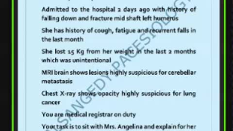 ST5.29 year old lady with a fainting attack, ST5.22 year old lady with weight loss discuss