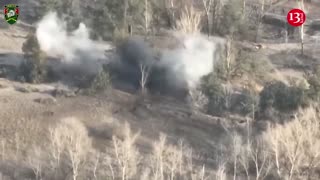 Vehicle carrying Russians to the battle and filled with soldiers, shot before reaching destination