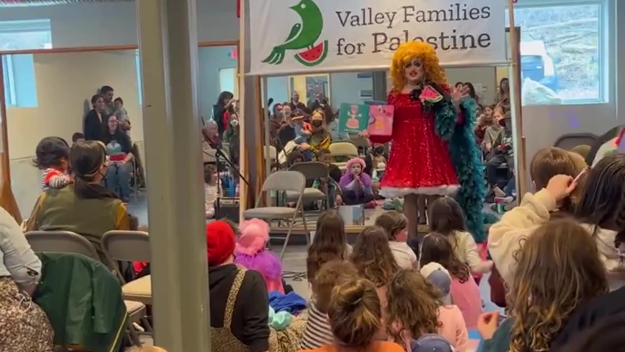 River Valley Connecticut. Double Indoctrination: "Free Palestine" meets "drag queen story hour"