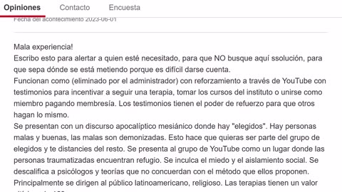 Opiniones negativas (48,9%) Instituto Iñaki Piñuel.