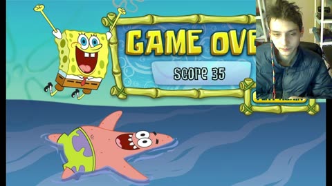 SpongeBob SquarePants Belly Bounce Video Game Gameplay - High Score Of 35 Points