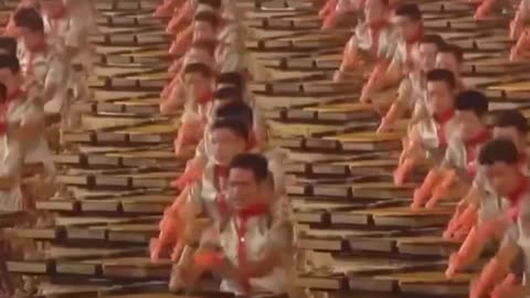 2,008 people drumming together at the opening ceremony of the 2008 Beijing Olympics