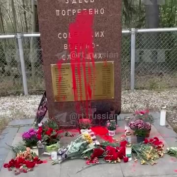 Meanwhile in Helsinki, Finland; a monument, dedicated to Soviet soldiers, vandalized