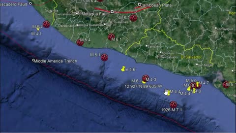 Large Strong Earthquake M 6.1 Off The Coast of El Salvador, Felt In Guatemala and Nicaragua Damage