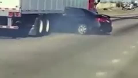 Funny people, crazy truck driver destroys car
