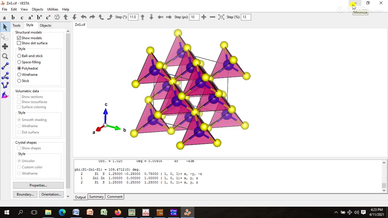 To create CIF & INP file for Crystal Str & Electron Density Mapping of ZnS using Rietveld Refinement