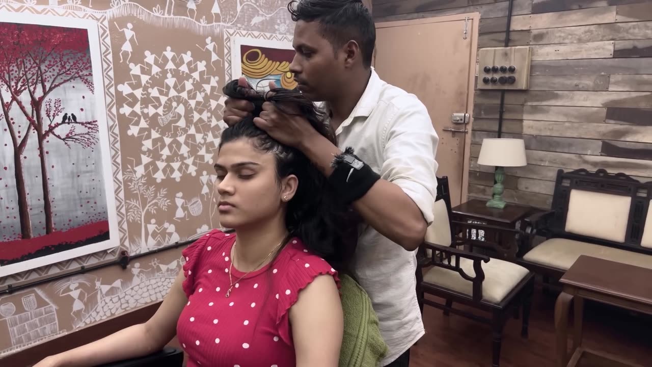 Comb Head Massage and Moxa Therapy for Relaxation _ Indian Massage (1080p)