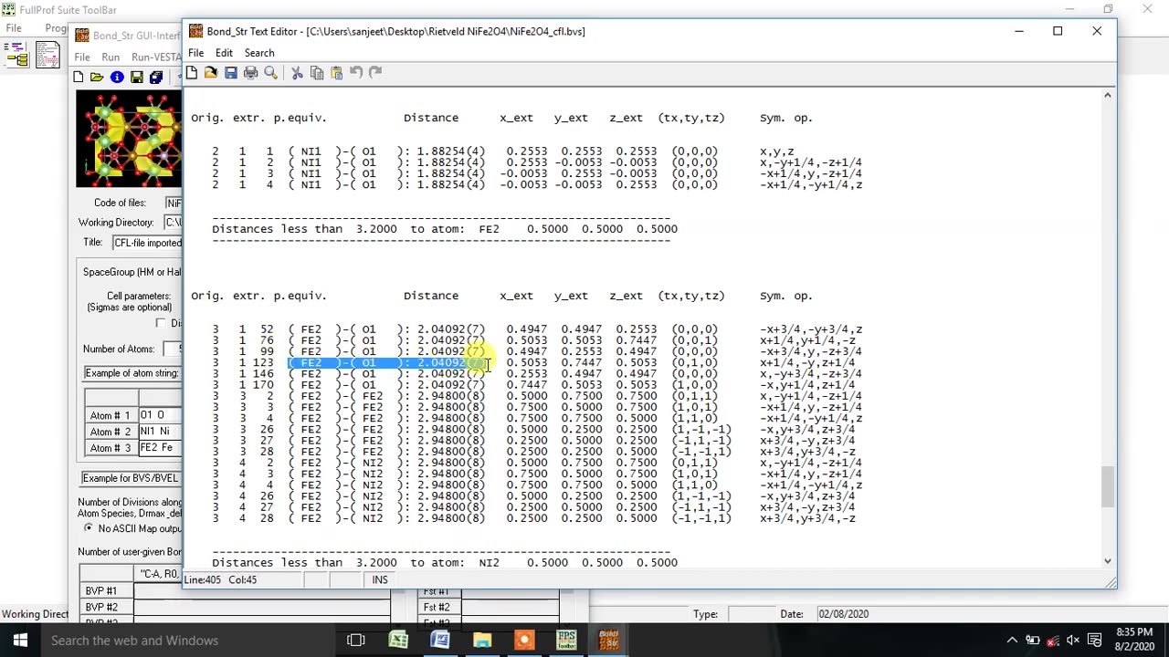 How to estimate Bond Structure via Rietveld Refinement using FullProf Software.