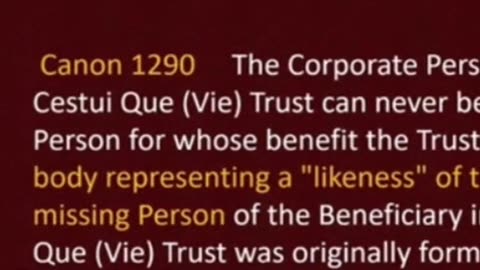 CESTUI QUE VIE ACT CANON LAW