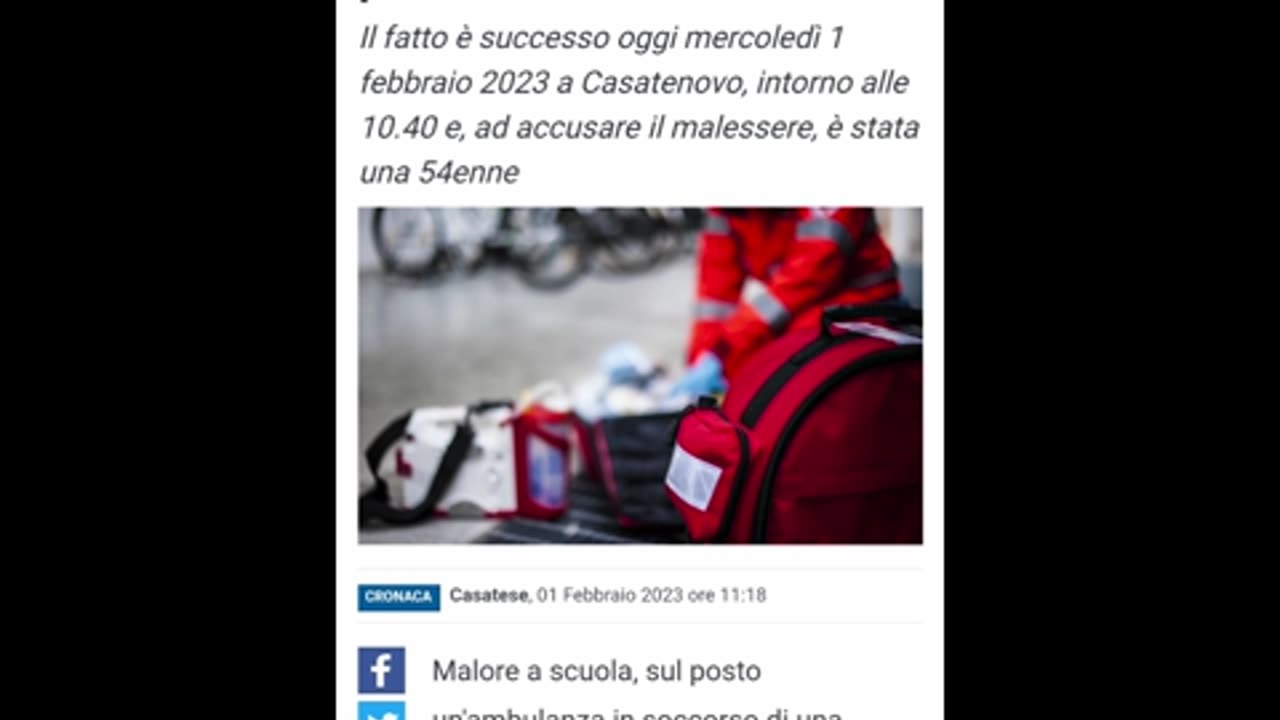 MALORI IMPROVVISI DAL 1 AL 2 FEBBRAIO 2023