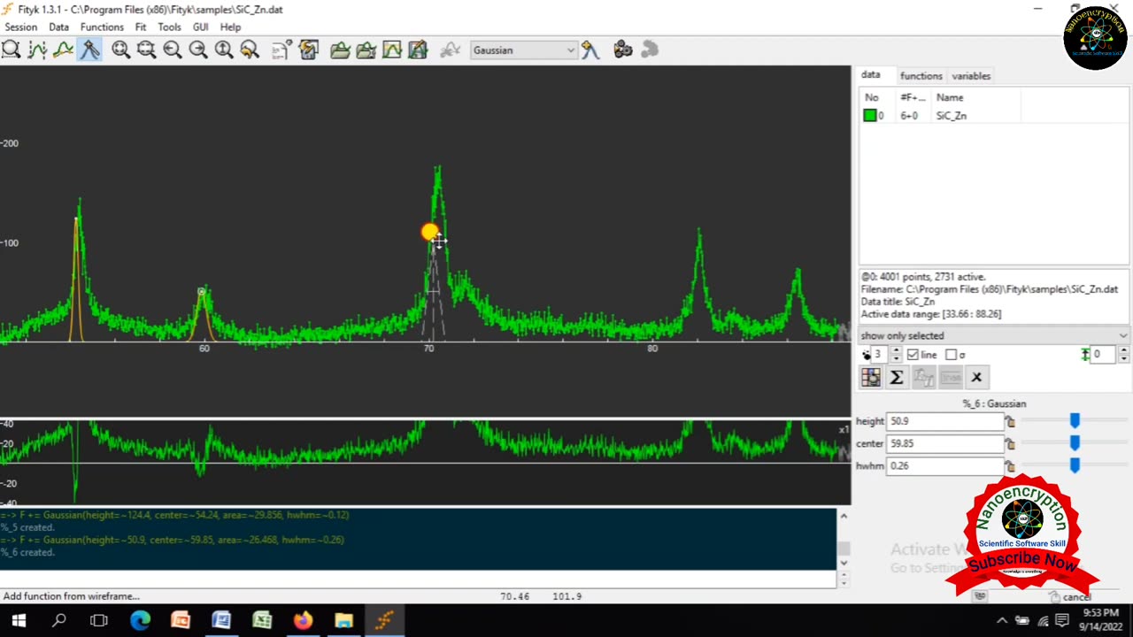 How to download Install and do the nonlinear curve fitting and peaks fitting using Fityk Software