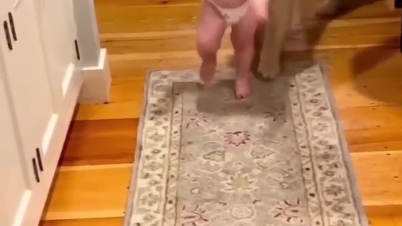 Cute baby playing with dog 🐕