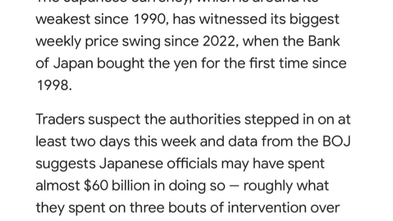 BREAKING: The central bank of Japan has intervened 2 times in one week last week