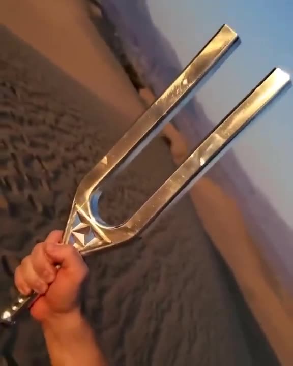 Fork Vibrations interact with ambient air creating sound