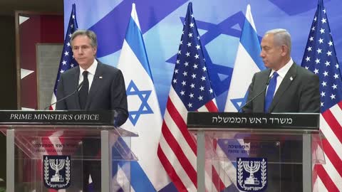 Antony Blinken and Benjamin Netanyahu speak in Jerusalem amid shooting