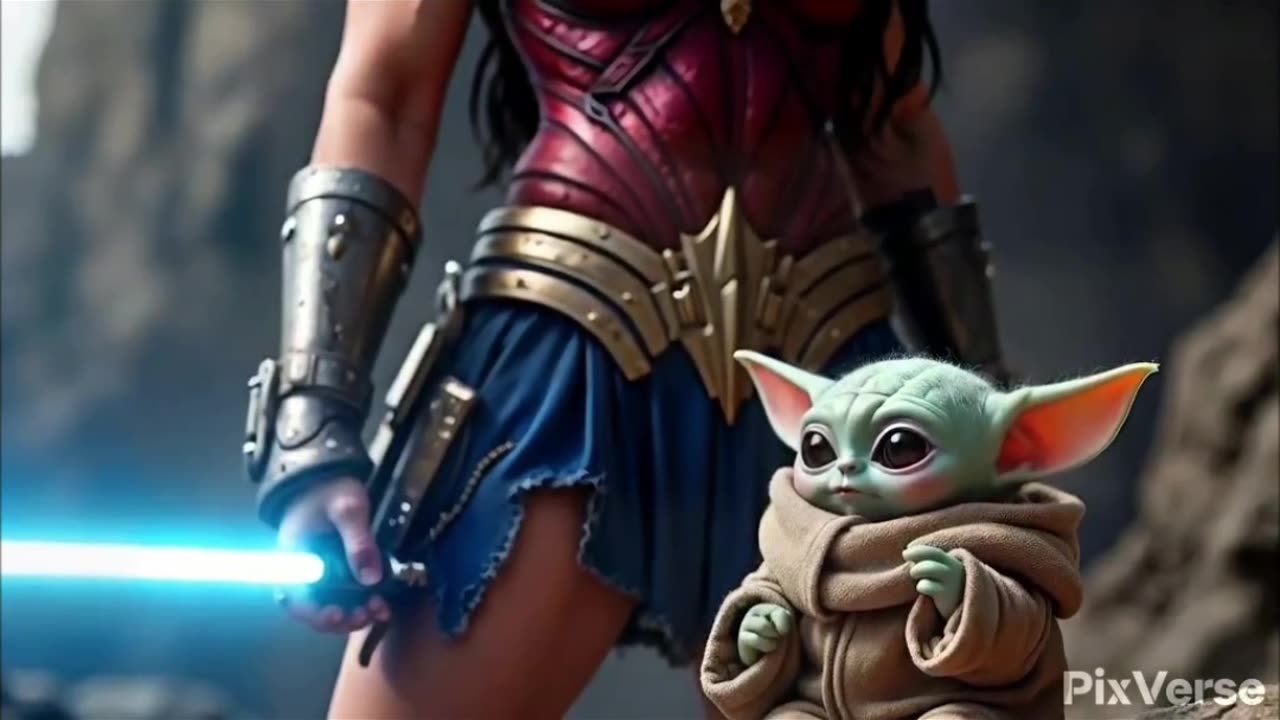 Wonder Woman and baby Yoda ai