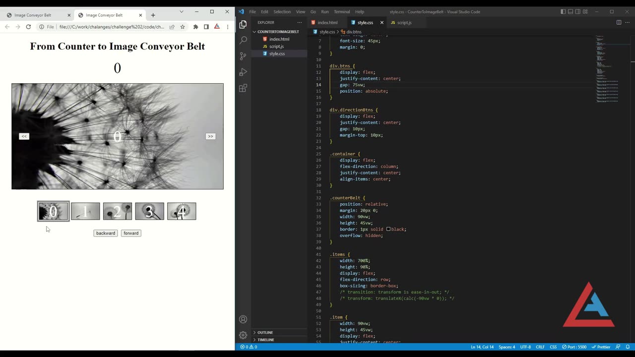 From Counter to Image-Conveyor-Belt in HTML CSS and JavaScript
