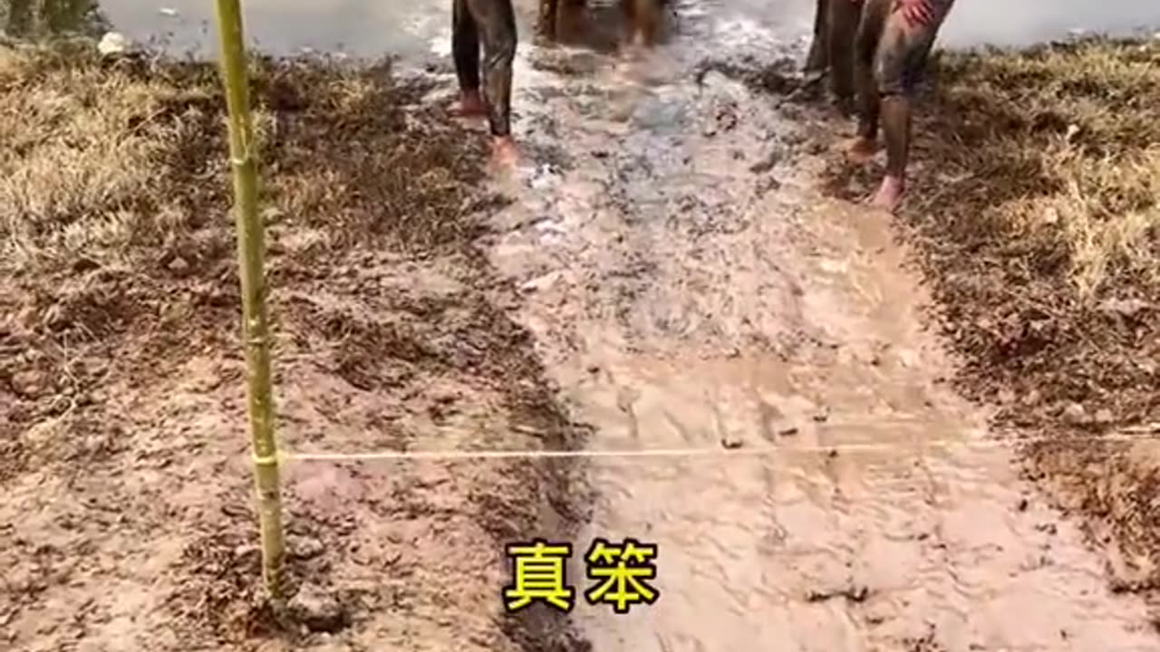 balloon popping game challenge through slippery mud