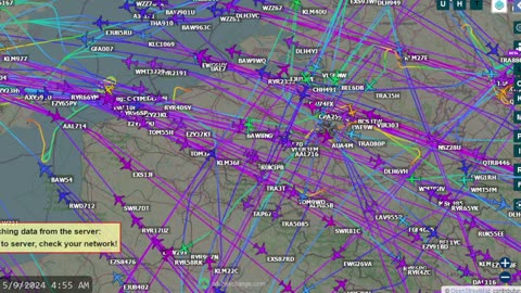 Another European Air Traffic Time Lapse for May 9th 2024