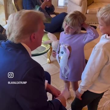 🐰 Trump With His Grandkids Today - Cute White Rabbit!
