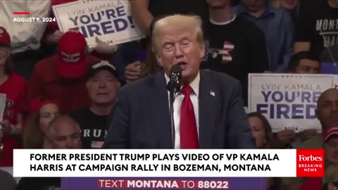 Trump Plays Viral Gaffe Supercut Of Kamala Harris On The Jumbotron At Montana Campaign Rally