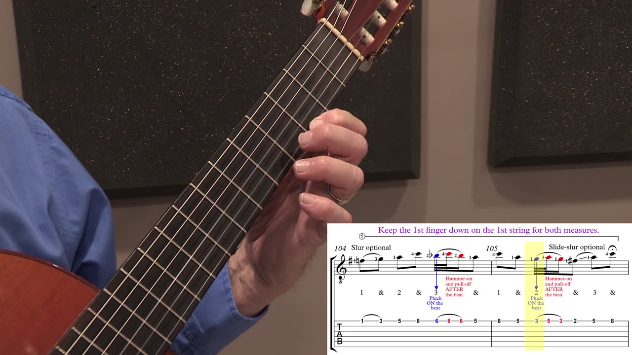 Technique Left-Hand, Part II (slow section). Video 65: m104-105, Slurred Ornaments, Versions 1-6