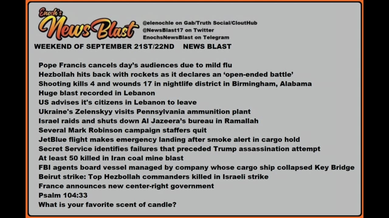 Weekend of September 21/22, 2024 News Blast