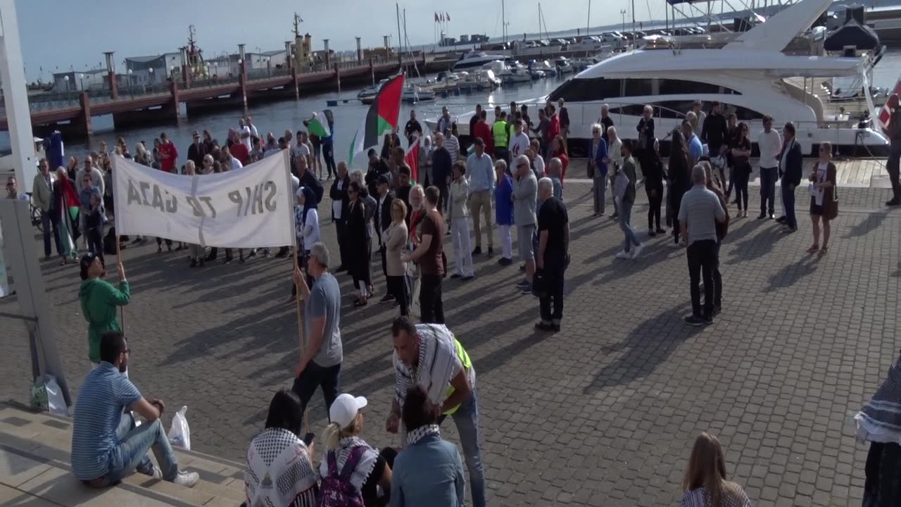 Ship to Gaza, bakom Dunkers kulturhus, invid Kajpromenaden i Helsingborg 19 Maj 2018