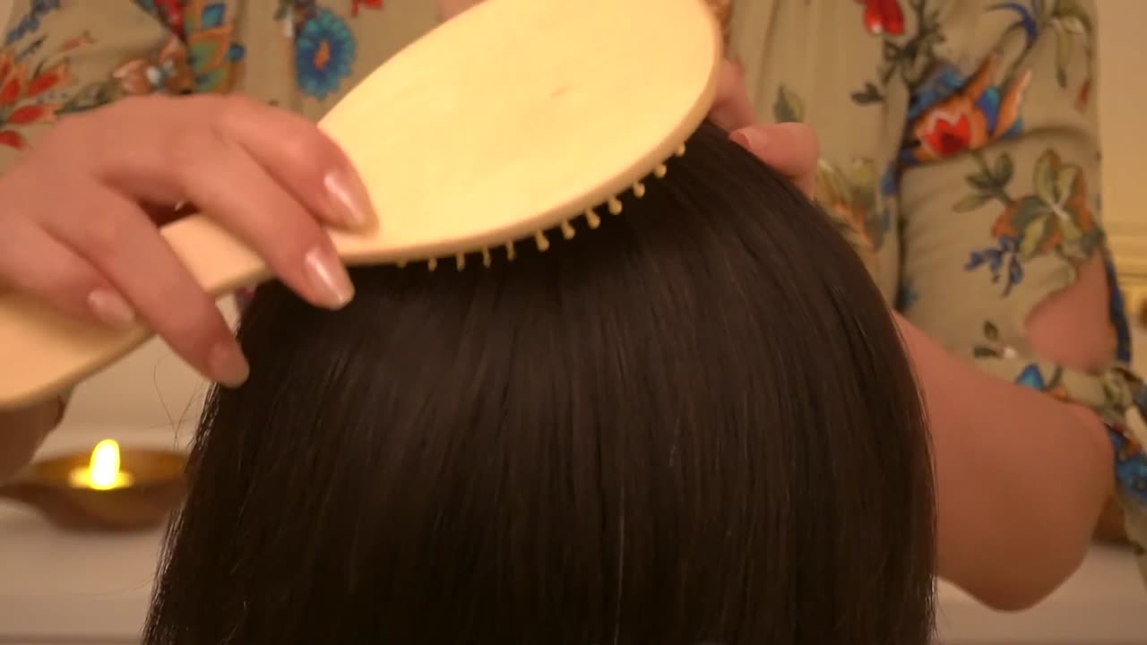 [ASMR] Gently Hair Brushing with Natural Wooden Hair Brush | No Talking