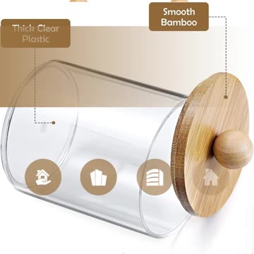 4 Pack Qtip Holder Dispenser with Bamboo Lids -