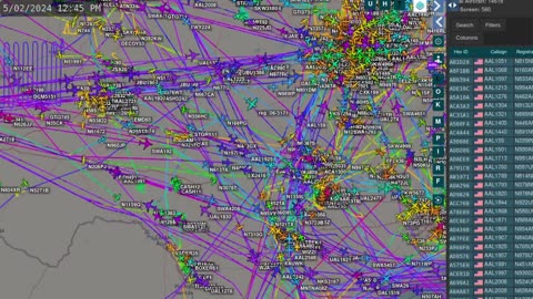 Texas Air Spy Traffic and Chemtrails Time Lapsed - May 2nd 2024 -