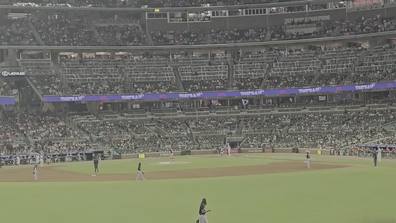 At Truist Stadium Atlanta Braves vs Washington Nationals Braves base hit