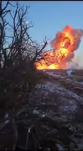 Russian BMP shoots at treeline, then...