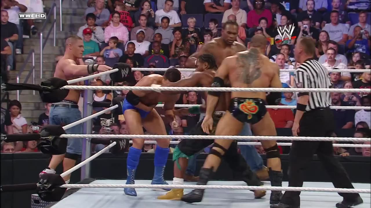 FULL MATCH- Batista, Cena & Cryme Tyme vs. JBL, Kane & Legacy Saturday Nights Main Event