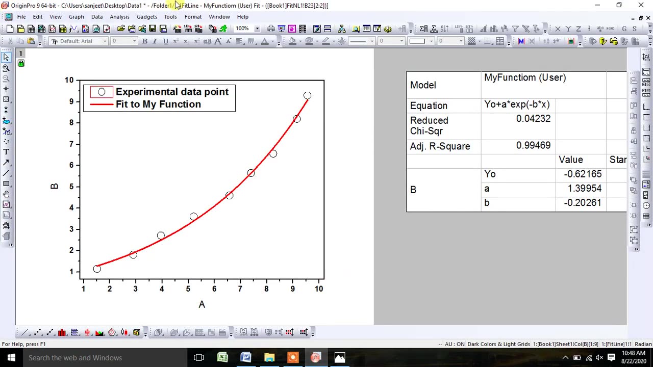 Nonlinear Fitting Function Curve Fitting Function in Origin Software