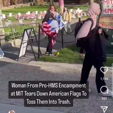 Hamas supporter? Anti-Israel & Anti-American tearing down flags