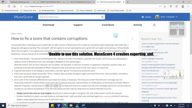 MuseScore Corruption Bug Recording